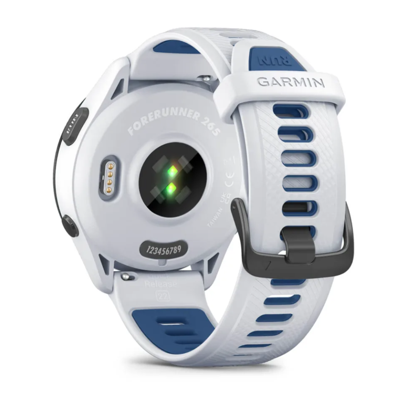 Garmin Forerunner 265 Black Bezel with Whitestone Case and Whitestone/Tidal Blue Silicone -3